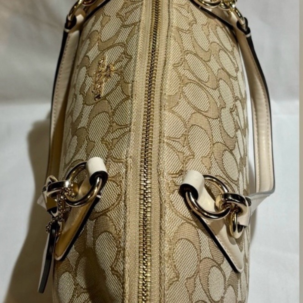 Coach Signature Canvas Satchel Crossbody Light Khaki Chalk - Picture 10 of 14